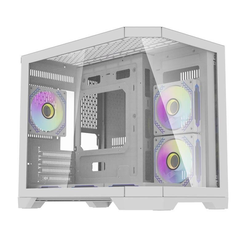 PC-Gehäuse Darkflash FT418 Mini-Tower, weiß, mit 6 ARGB-Lüftern