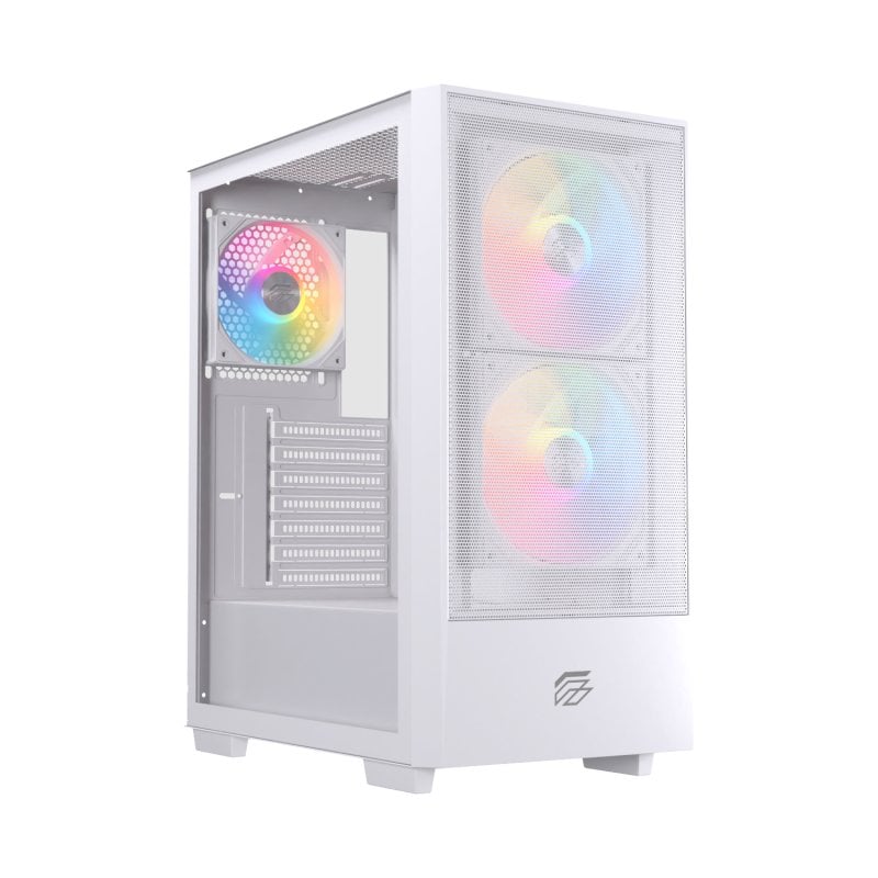 Einarex PULSE P100 RGB PC-Gehäuse aus gehärtetem Glas in Weiß mit 6 ATX-Lüftern