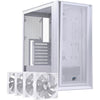 Einarex PULSE P600 RGB, weißer ATX-Tower mit Glas-/Mesh-Frontblende und 3 x 120-mm-Lüftern