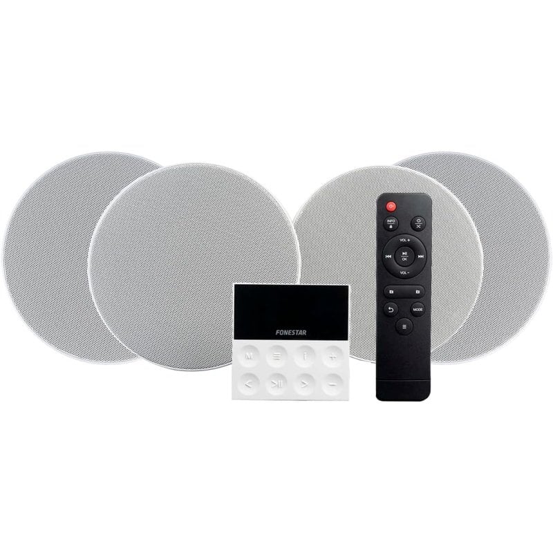 Fonstar KS-WALL 4 Wandverstärker-Set und 4 Deckenlautsprecher Bluetooth/USB/FM/AUX