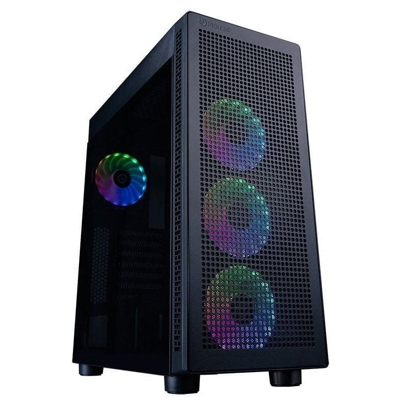Hiditec H1 Air ARGB Midi-Tower, gehärtetes Glas, USB 2.0, Schwarz