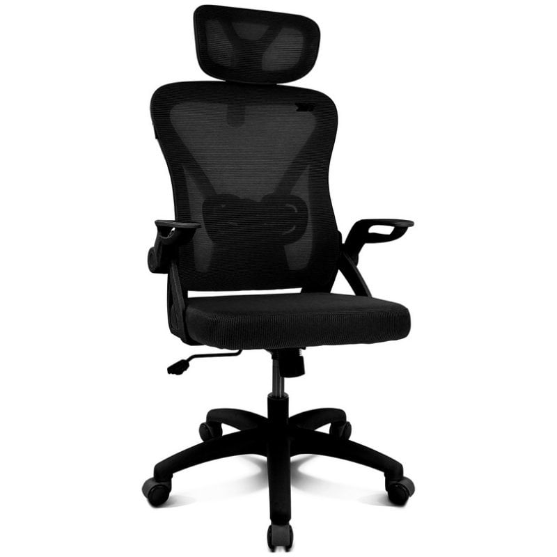 Gaming-Stuhl Drift DRAIR35, schwarz, Netzrückenlehne, klappbare Armlehnen, 120 kg, Nylonfußkreuz