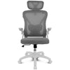 Bürostuhl DRAIR35, ergonomisch, Netzbezug, grau-weiß, klappbare Armlehnen, 120 kg, höhenverstellbar