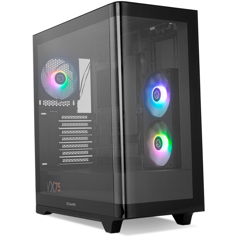 PC-Gehäuse NOX Hummer ETHER mit gebogenem Glas, weiß, Midi-Tower, ATX, USB-C