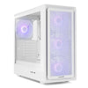 NOX Hummer AERO Weiß Halbhoch-Gehäuse für ATX/M-ATX/ITX mit 4 × 140-mm-ARGB-Lüftern, Mesh-Frontblende, gehärtetem Glas und USB-C