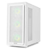 NOX Hummer AERO Weiß Halbhoch-Gehäuse für ATX/M-ATX/ITX mit 4 × 140-mm-ARGB-Lüftern, Mesh-Frontblende, gehärtetem Glas und USB-C