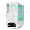 NOX Hummer AERO Weiß Halbhoch-Gehäuse für ATX/M-ATX/ITX mit 4 × 140-mm-ARGB-Lüftern, Mesh-Frontblende, gehärtetem Glas und USB-C