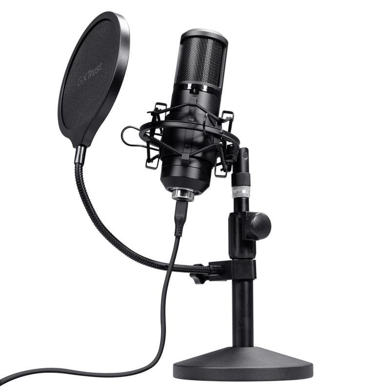 Trust GXT 269 Emita II USB-Mikrofon mit Nierencharakteristik, Poppschutz und Metallständer