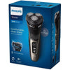 Philips S3242/12 Elektrorasierer, kabellos, 60 Minuten, Nass- und Trockenrasur, 3 Scherköpfe, Schnellladung
