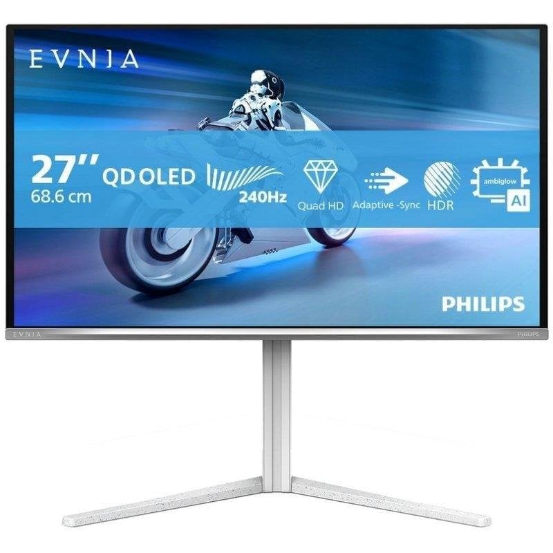 Philips Evnia 6000 27M2N6501L 26,5-Zoll-Monitor, QuadHD, 240 Hz, QD-OLED, G-SYNC, HDR10, 0,03 ms, Weiß