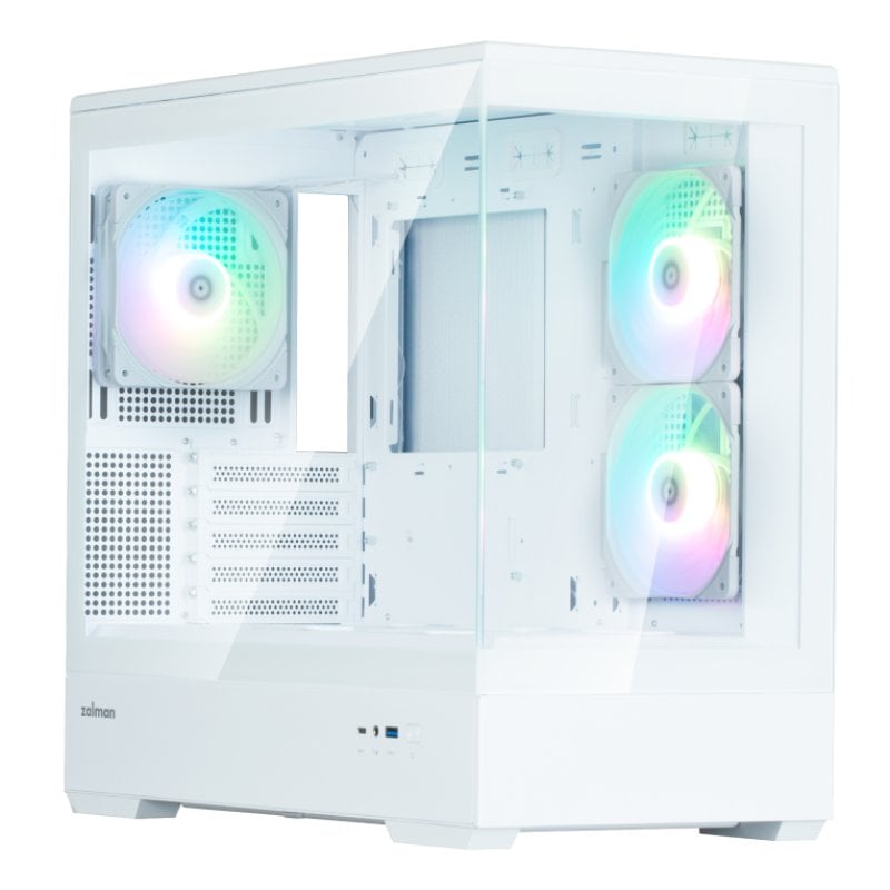 Zalman P30 V2 Matx Box 3x 120-mm-Lüfter mit ARGB, 2x USB 3.0, weiß, ohne Netzteil