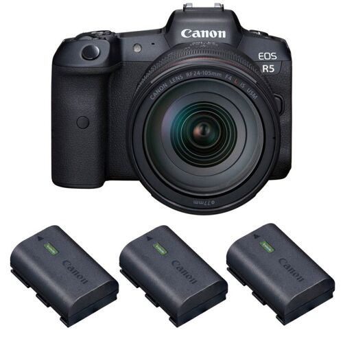 Canon EOS R5 + RF 24–105 mm f/4L IS USM + 3 Canon LP-E6NH